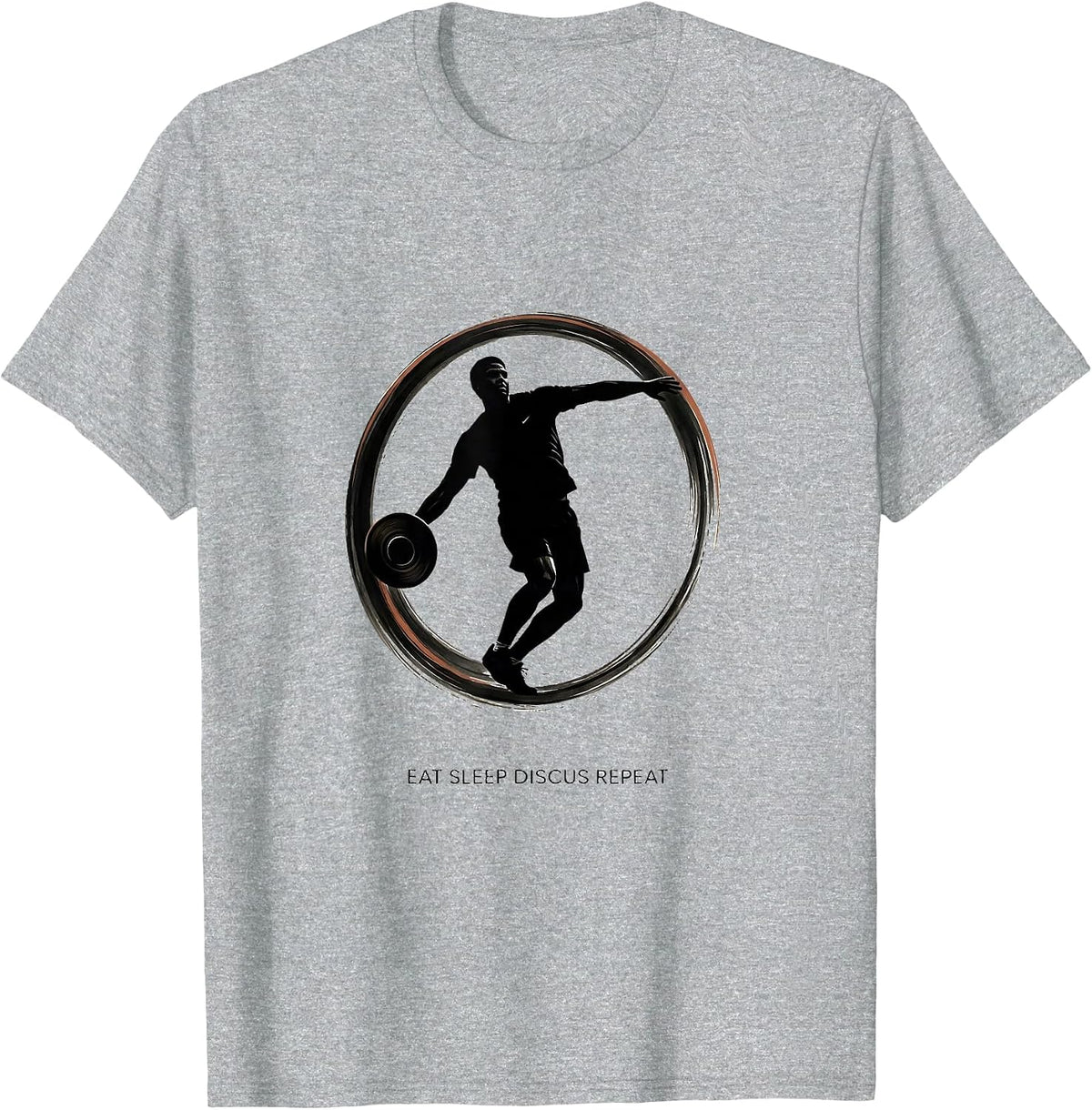 Men's Eat Sleep Discus Repeat Minimalist Track And Field Athlete T-Shirt - Heather Grey