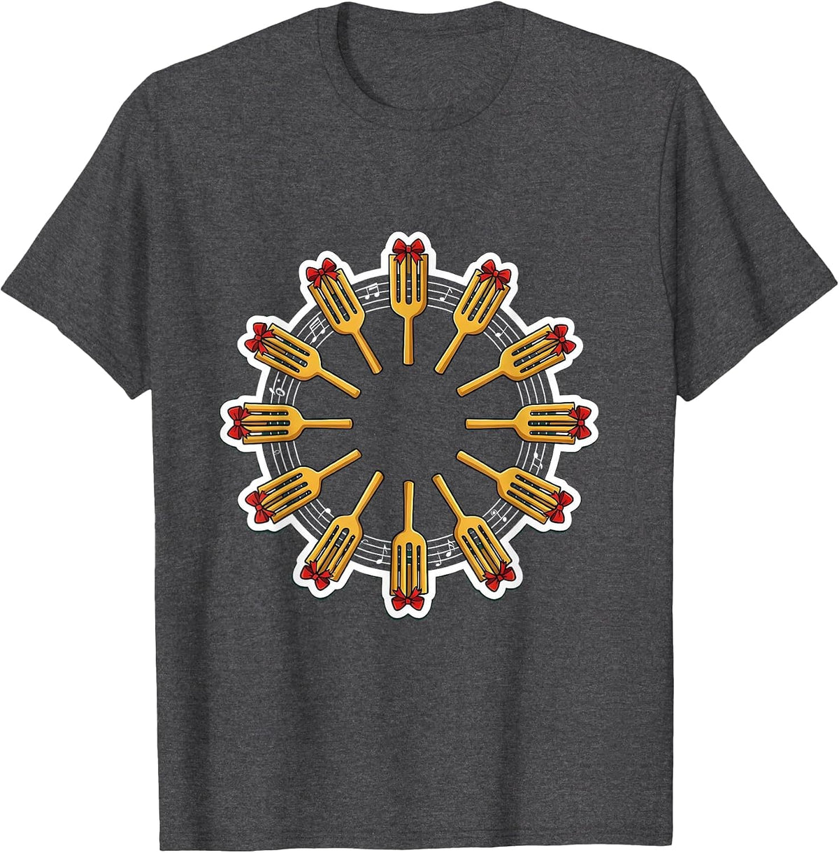 Tuning Forks Teacher Christmas Humor Gift T-Shirt - Dark Heather Grey