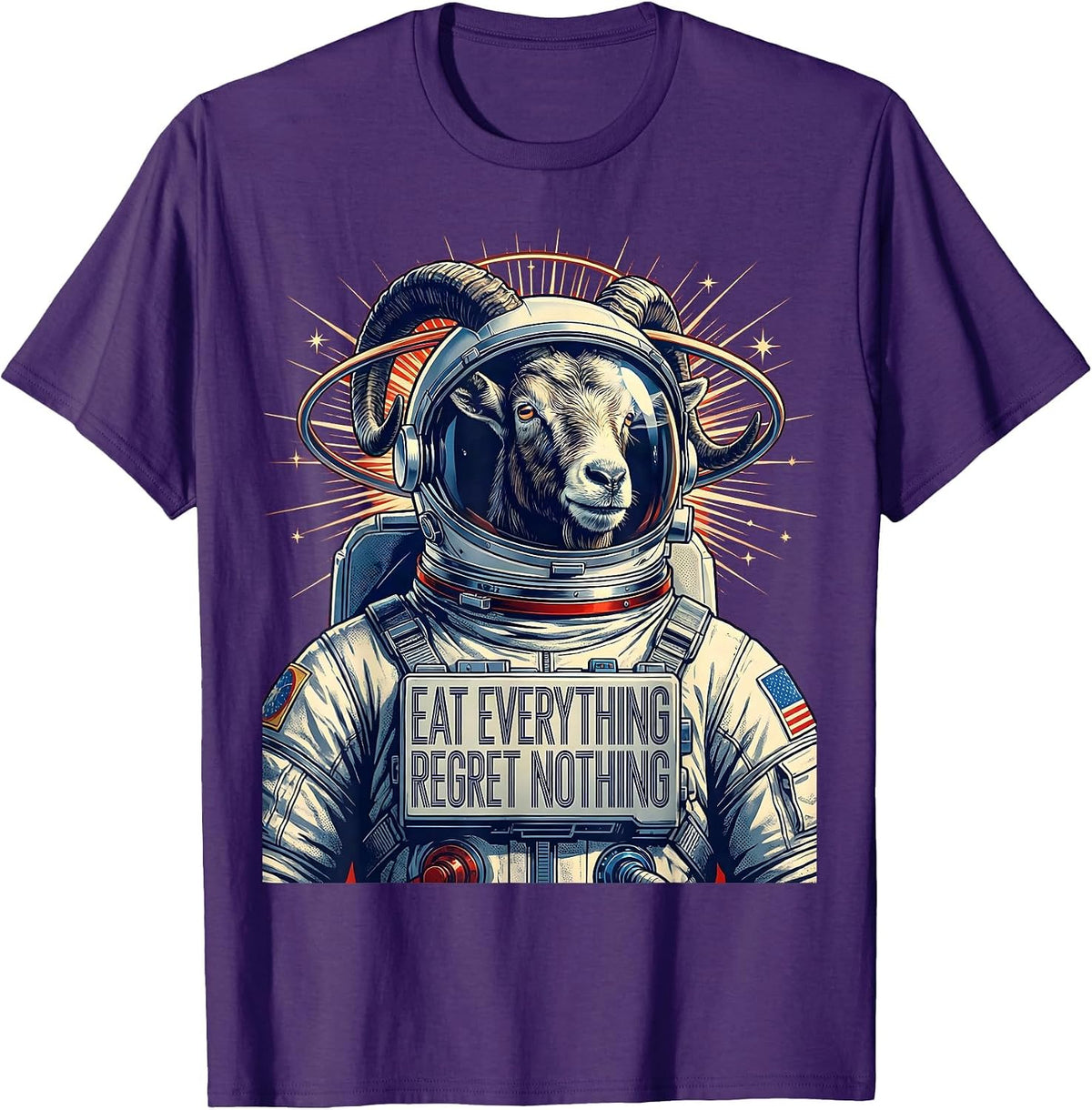 Goat Eat Everything Regret Nothing Funny Design T-Shirt - Purple
