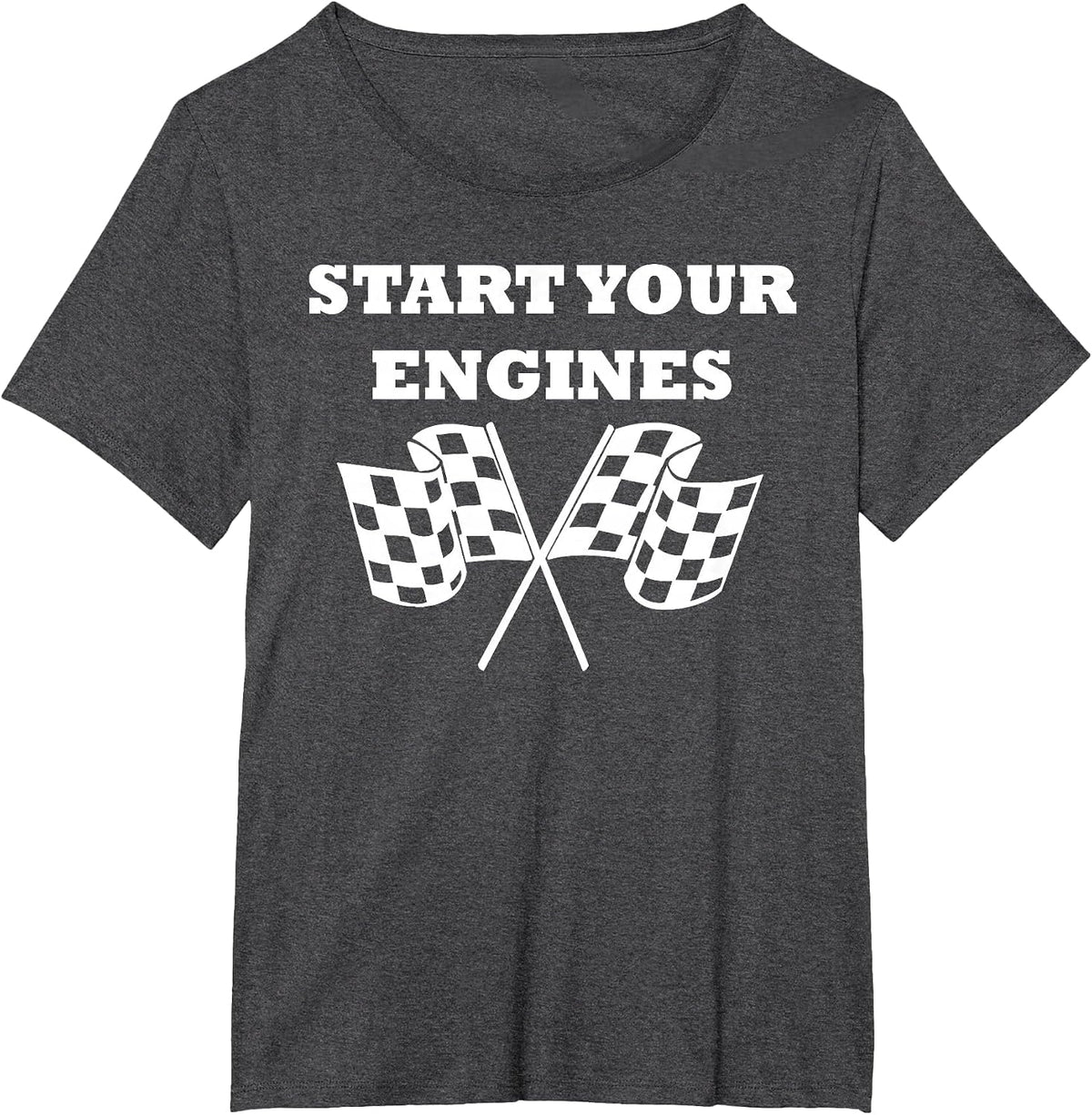New Start Your Engines Car Flag T-Shirt T-Shirt - Dark Heather Grey