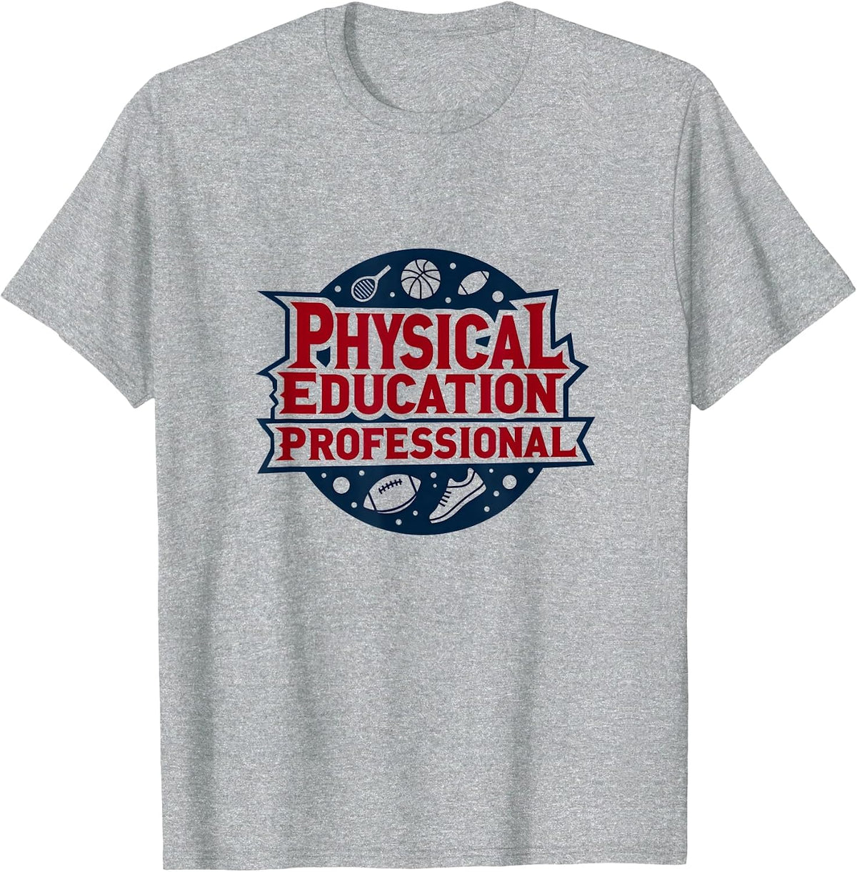 Physical Education Professional: Sports Icon Emblem T-Shirt - Heather Grey