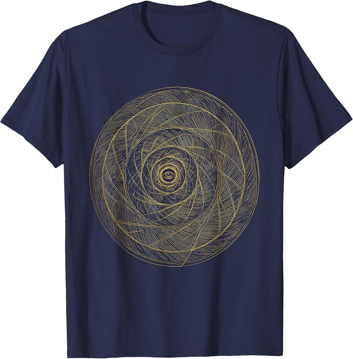 Men's Golden Spiral Sacred Geometry Math Enthusiast T-Shirt - Navy Blue