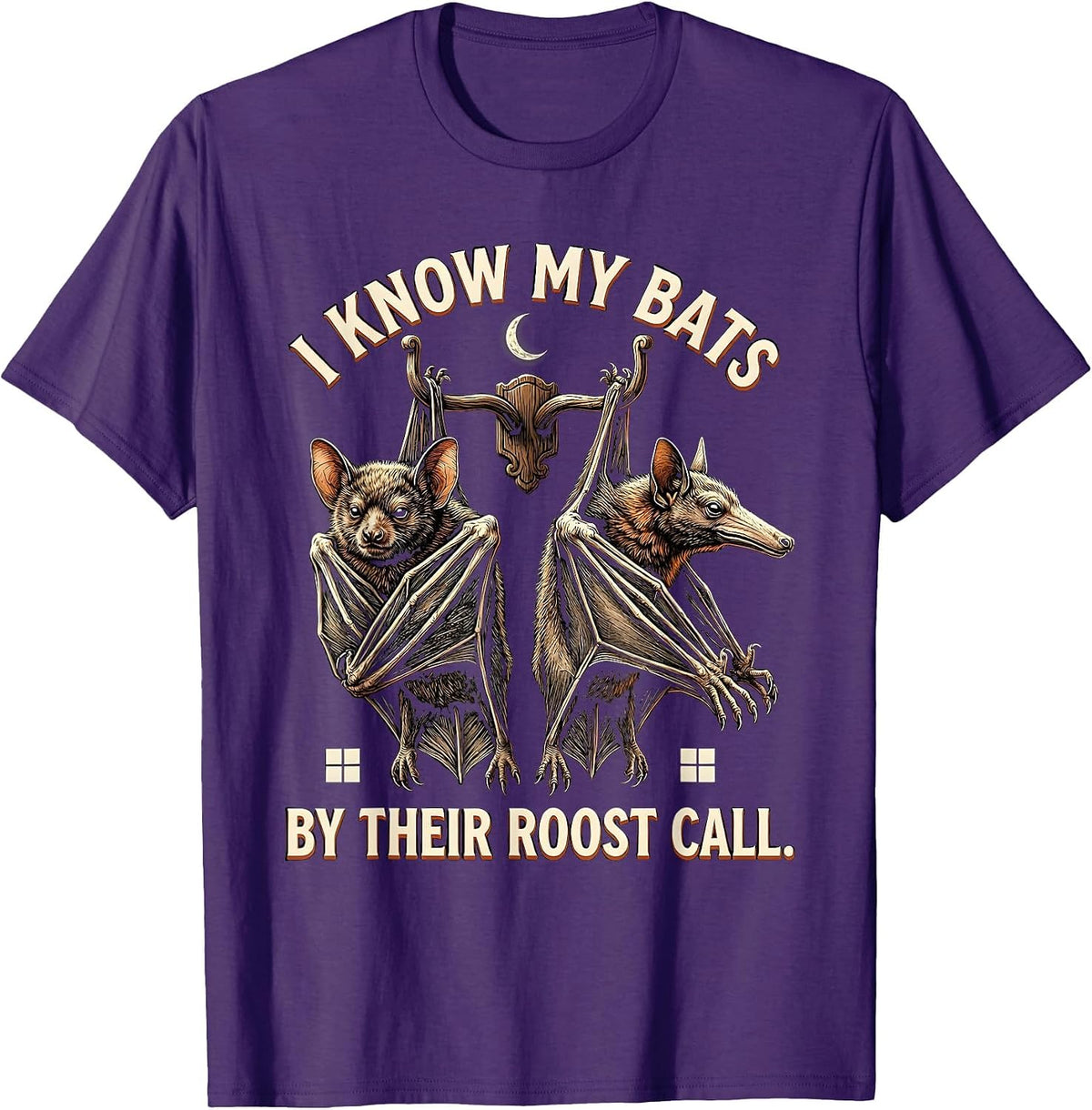 I Know My Bats By Their Roost Call Vintage Bat Lover T-Shirt - Purple