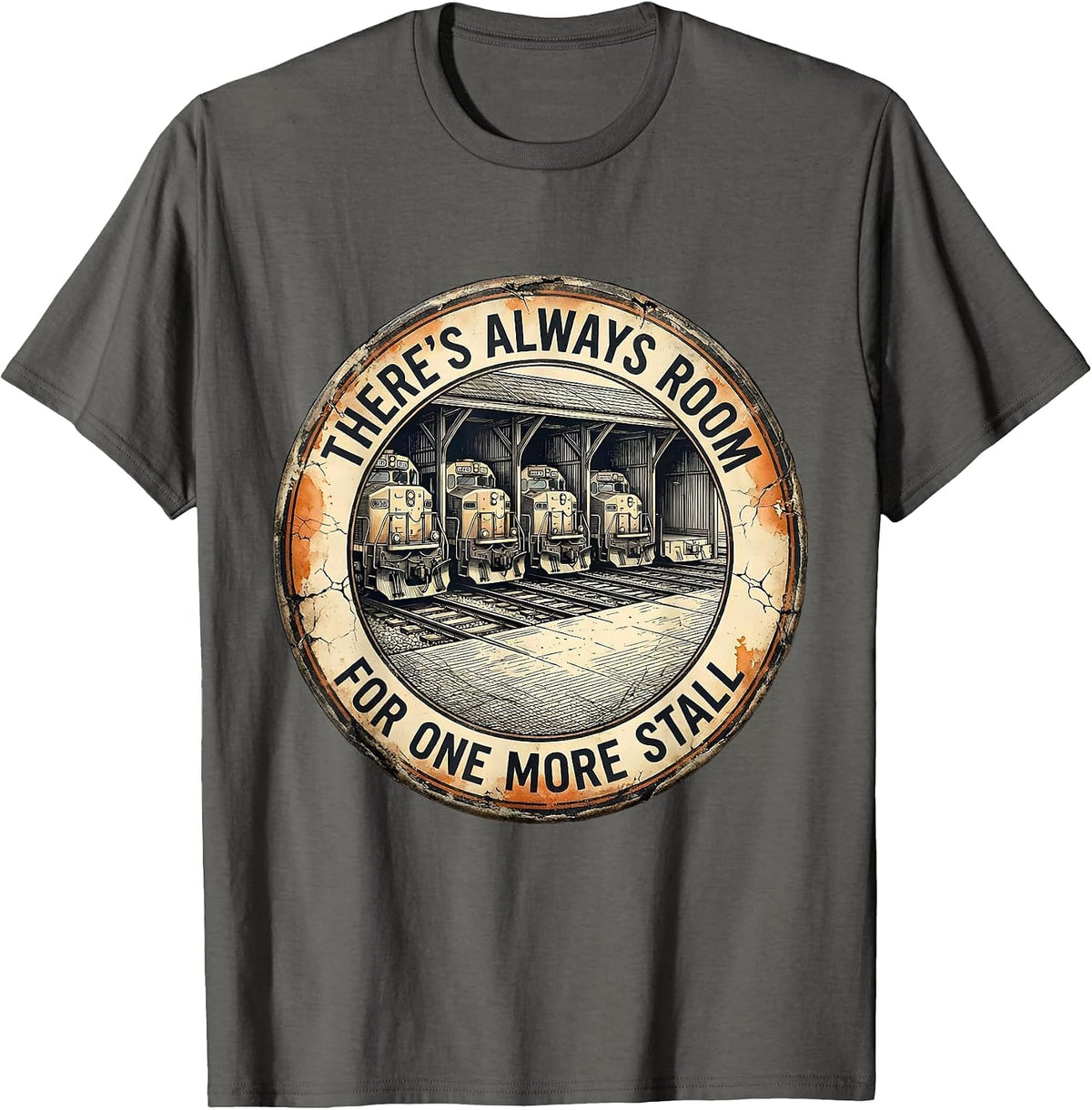 There's Always Room For One More Stall Funny Train T-Shirt - Asphalt Grey