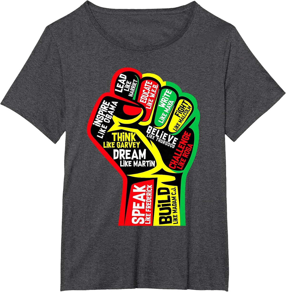 Black History Month Juneteenth 1865 Dream Like Leaders Black T-Shirt - Dark Heather Grey