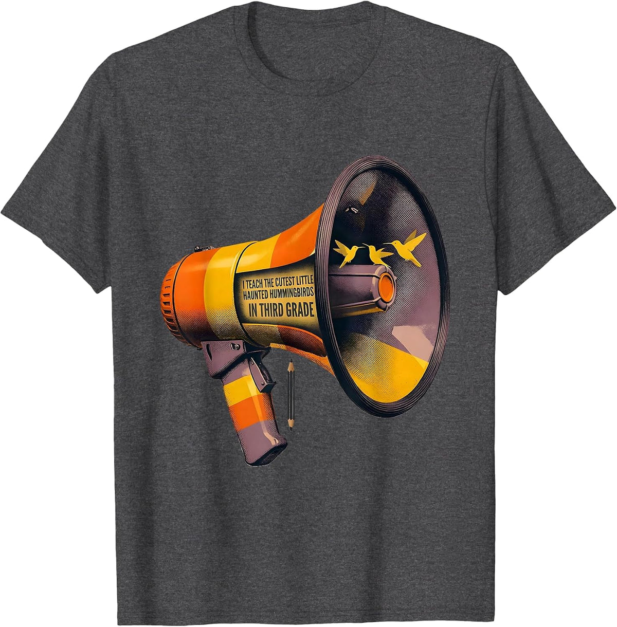 I Teach The Cutest Little Haunted Hummingbirds Third Grade T-Shirt - Dark Heather Grey