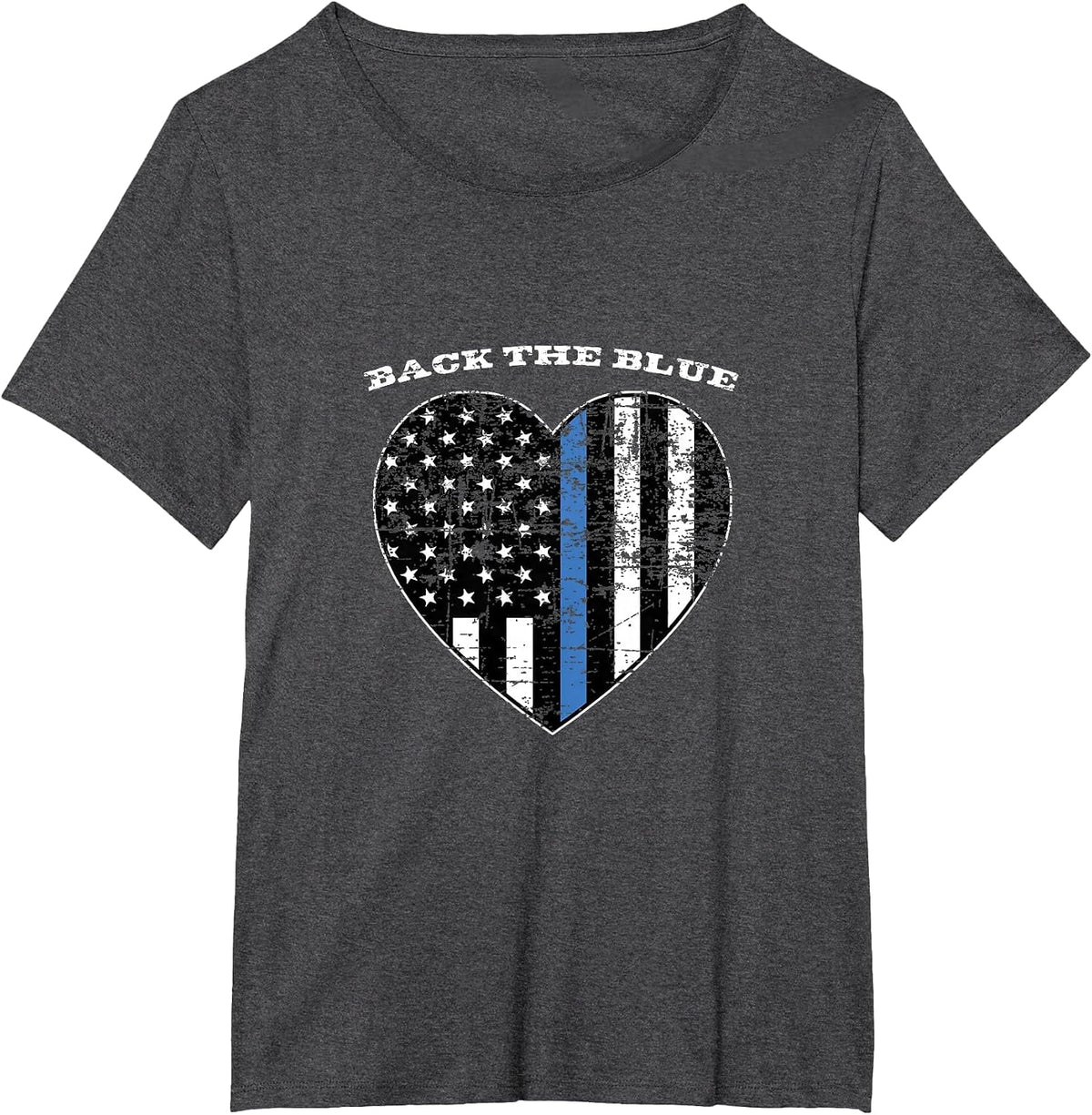 Back the Blue Thin Blue Line American Flag Police Support T-Shirt - Dark Heather Grey