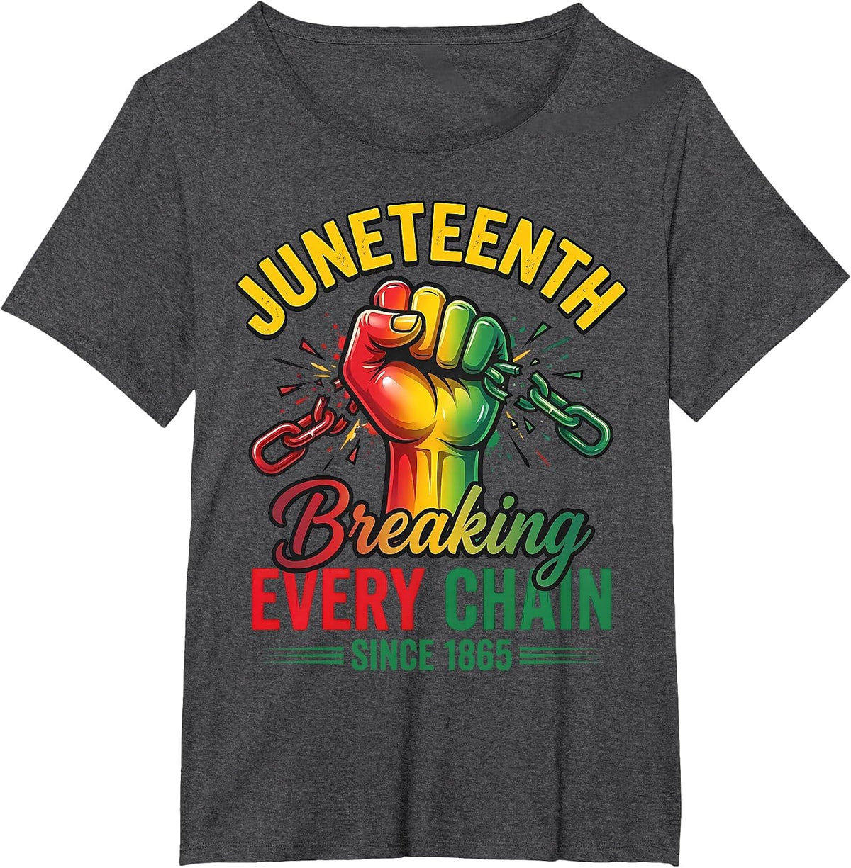 Breaking Every Chain Since 1865 Black Women Men Juneteenth T-Shirt - Dark Heather Grey