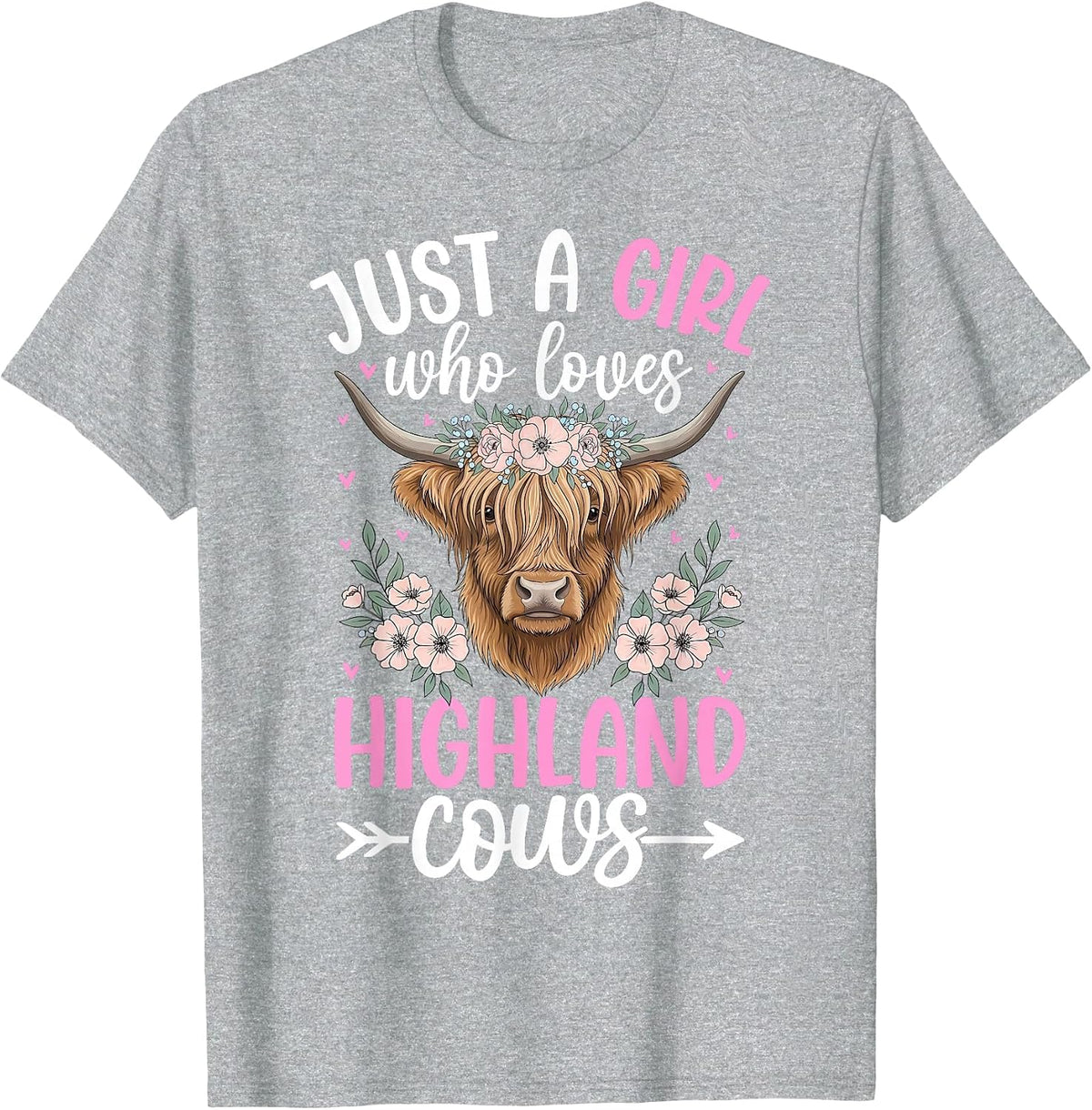 Just A Girl Who Loves Highland Cows Cute Cow Lover Scottish T-Shirt - Heather Grey