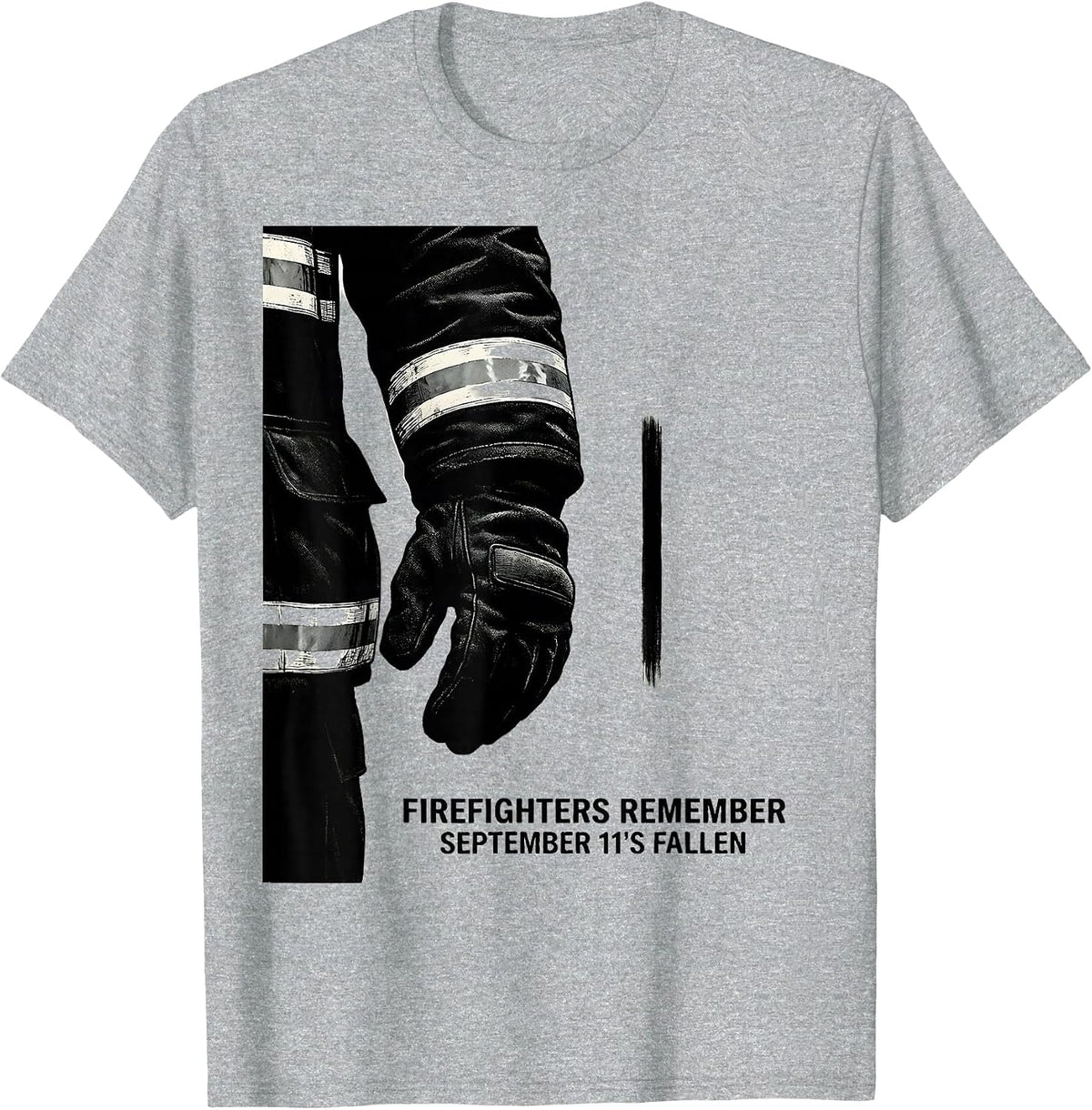 Men's Firefighters Remember September 11's Fallen Tribute T-Shirt - Heather Grey