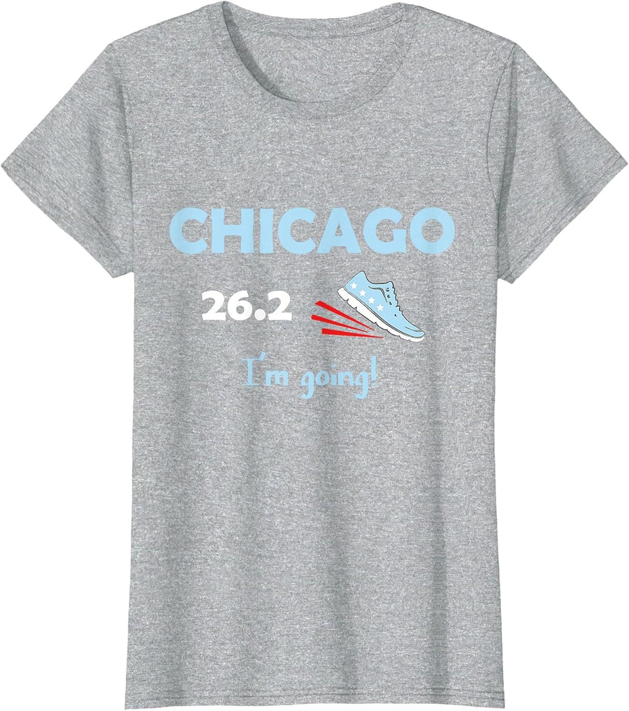 Chicago I'm Going Marathon Runner T-Shirt Running 26.2 T-Shirt - Heather Grey