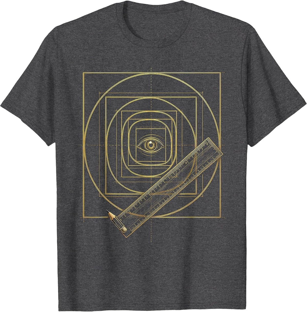 Men's Golden Rectangle Spiral Math Lover Sacred Geometry T-Shirt - Dark Heather Grey