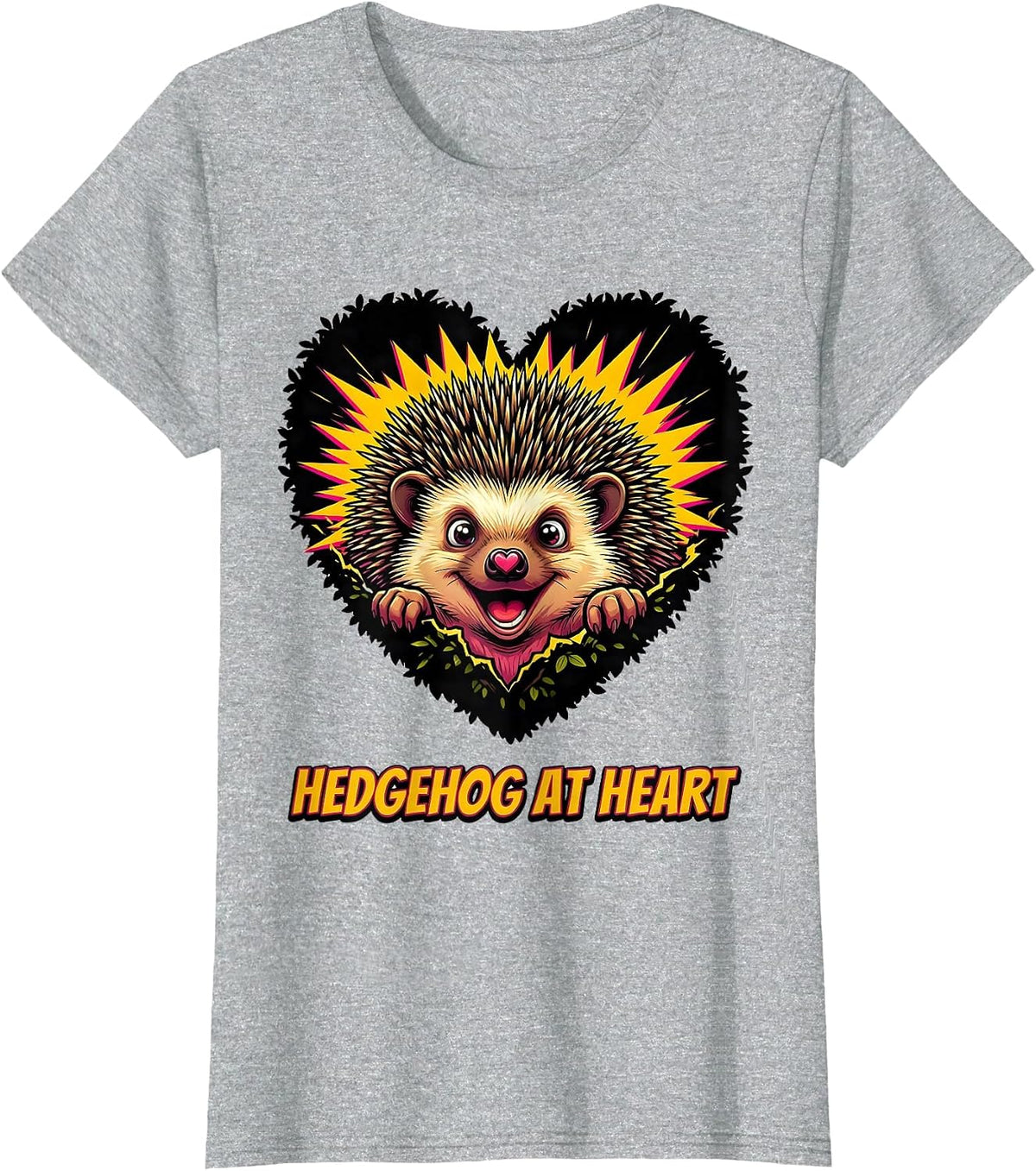 Hedgehog At Heart Cute Hedgehog Lover Pop Art Novelty T-Shirt - Heather Grey