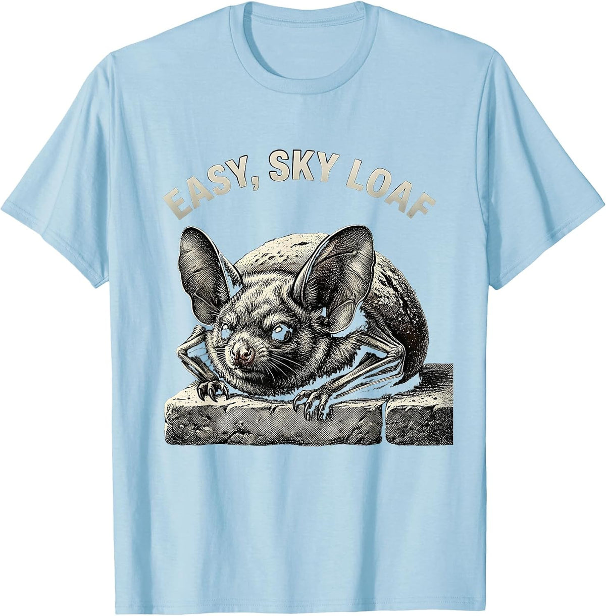 Men's Easy Sky Loaf Funny Bat Lover Novelty Humor Bat Enthusiast T-Shirt - Baby Blue