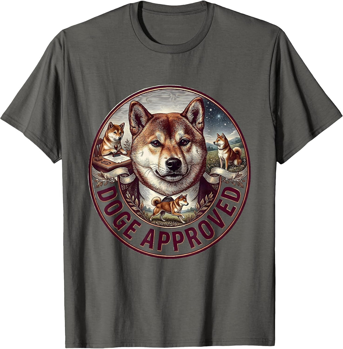 Doge Approved Internet Meme Humor Design T-Shirt - Asphalt Grey