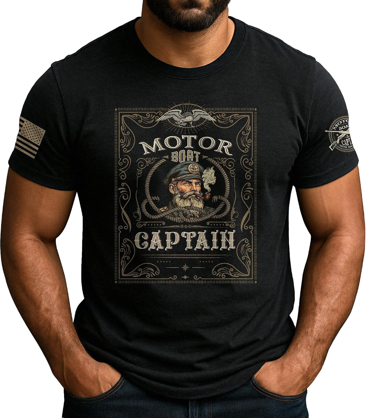 Motor Boat Captain T-Shirt, Cruise Shirt, Funny Tshirt - Ds02-black