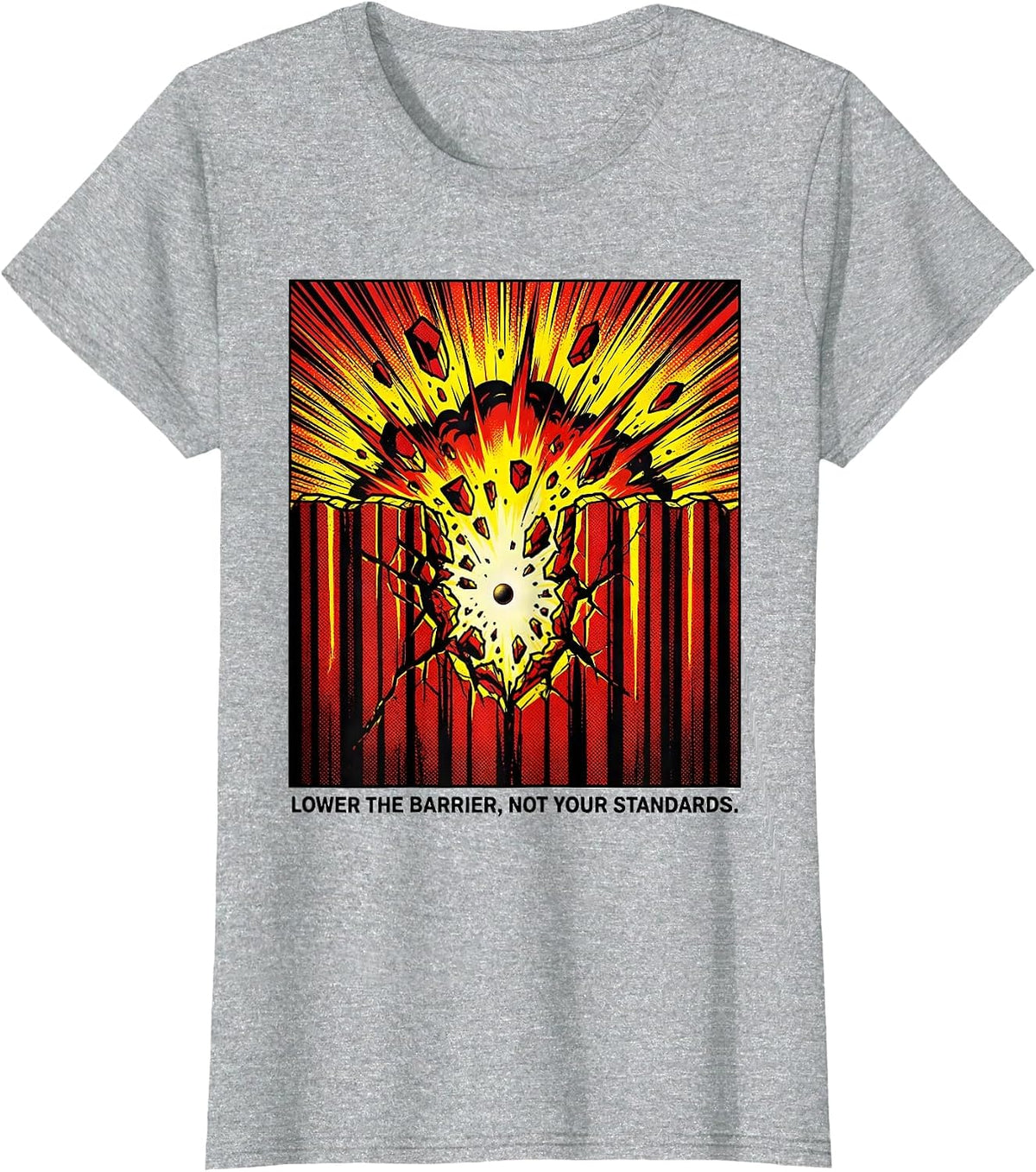 Lower The Barrier, Not Your Standards Funny Chemistry T-Shirt - Heather Grey