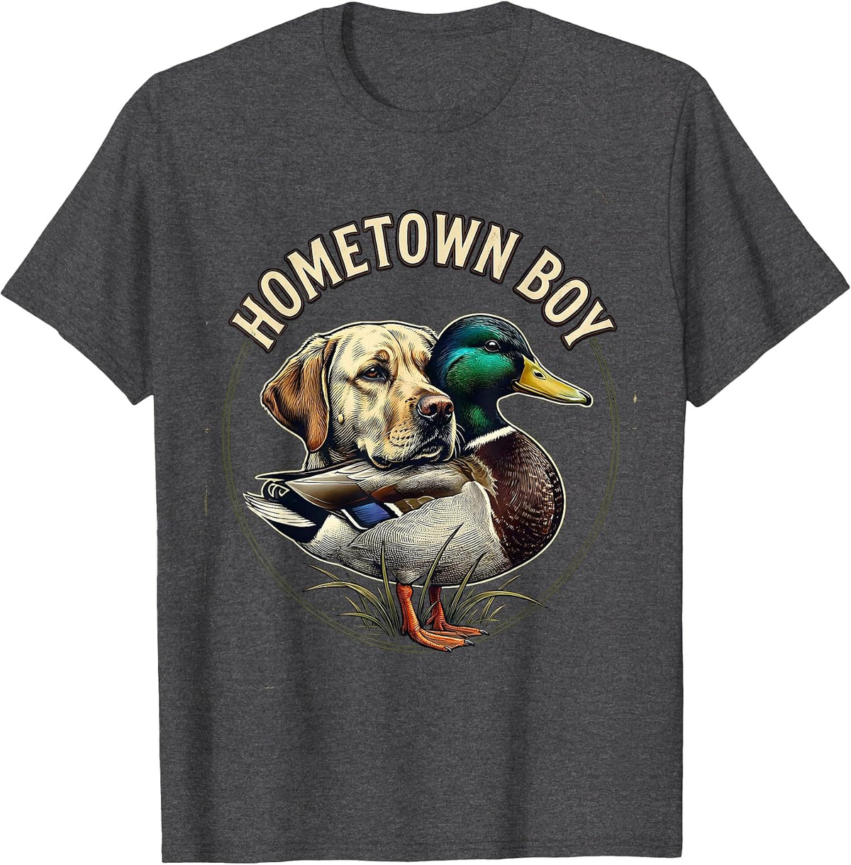 Hometown Boy Vintage Southern Labrador Duck Hunting Local T-Shirt - Dark Heather Grey