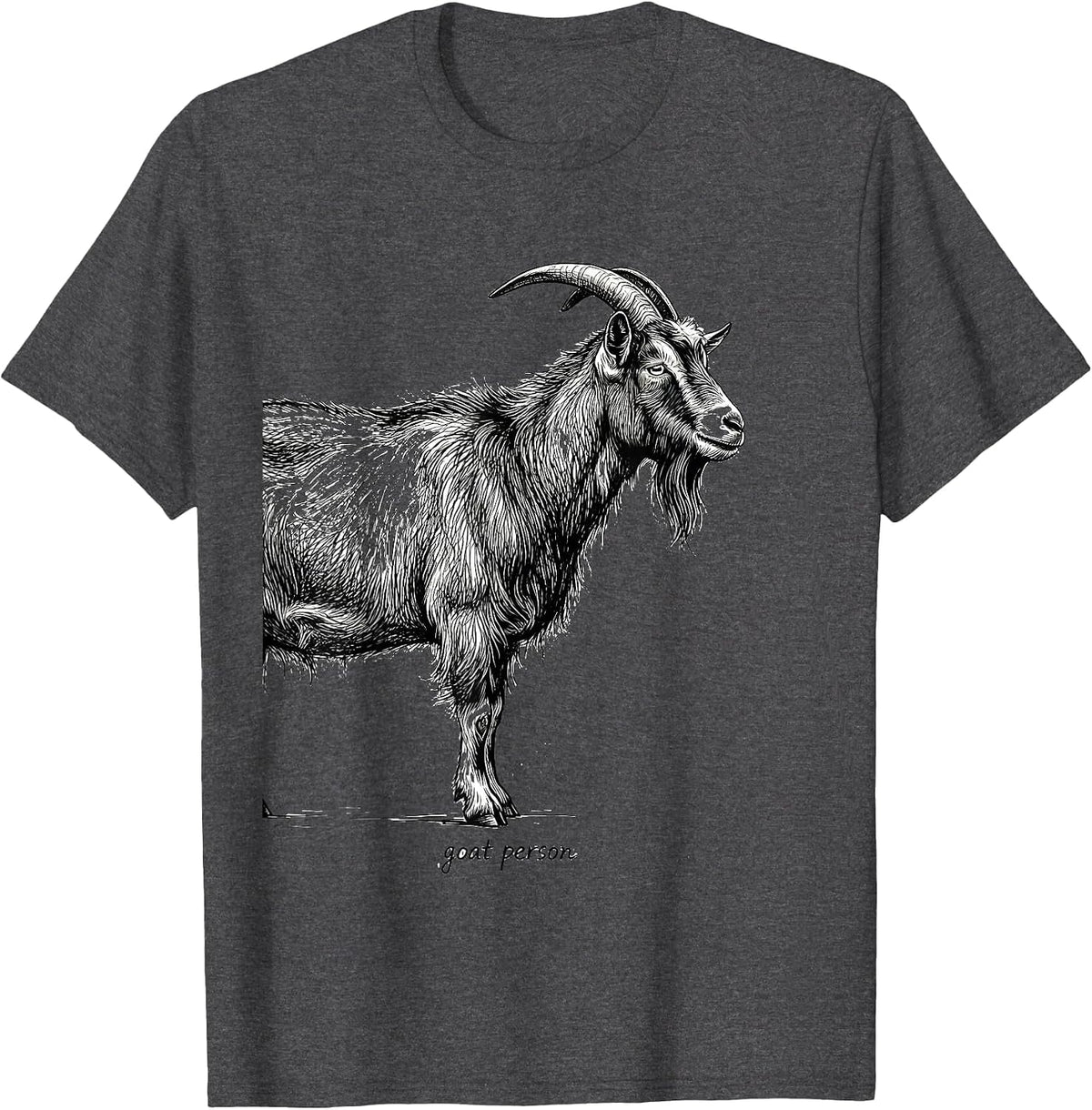 Goat Person Minimalist Scribble Line Art Graphic Wildlife T-Shirt - Dark Heather Grey