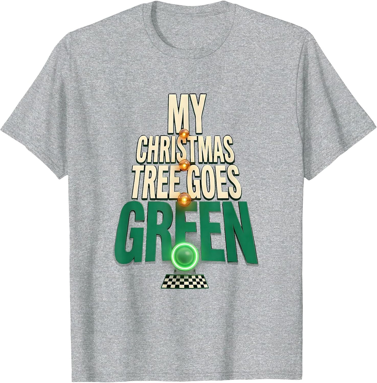 Men's My Christmas Tree Goes Green Funny Drag Racing Muscle Car T-Shirt - Heather Grey