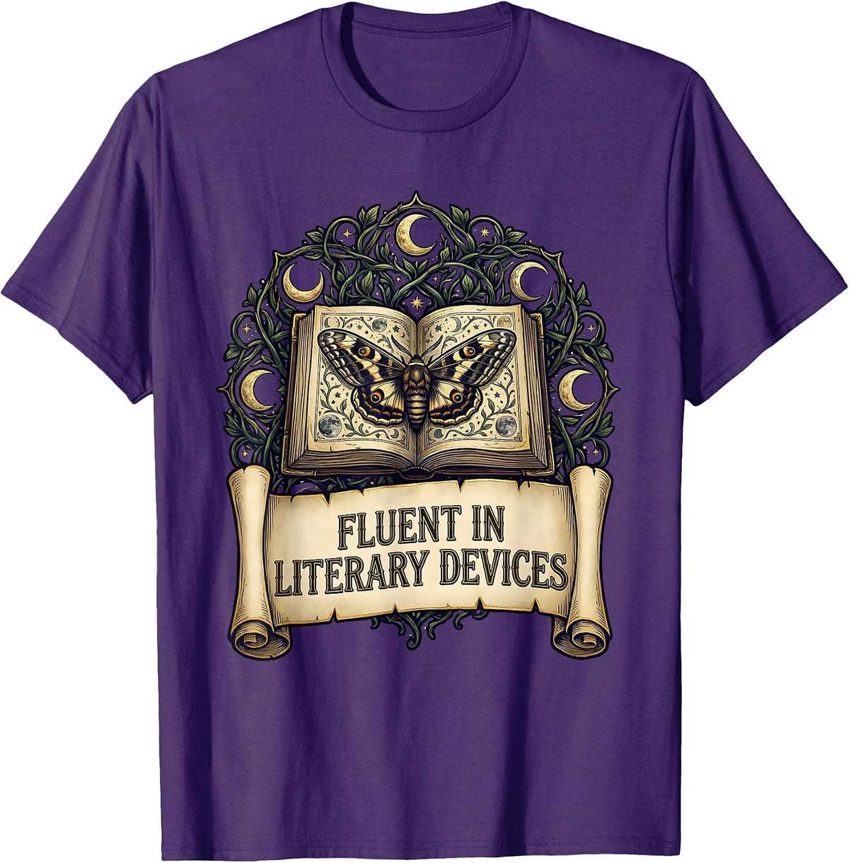 Fluent In Literary Devices English Teacher Design T-Shirt - Purple