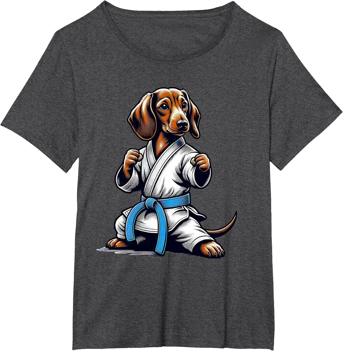 Karate Dachshund Master T-Shirt - Dark Heather Grey