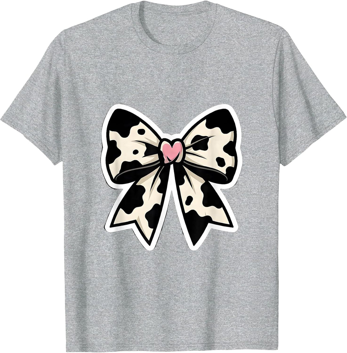 Men's Cowprint Bow Coquette Cute Cow Lover Gift T-Shirt - Heather Grey