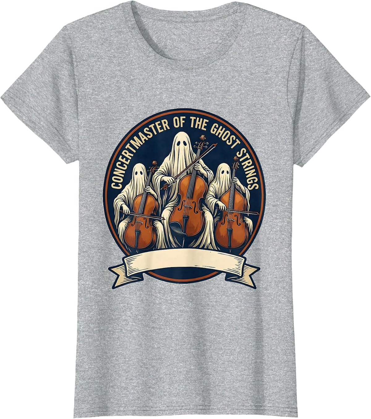 Concertmaster of the Ghost Strings Whimsical Music Teacher T-Shirt - Heather Grey