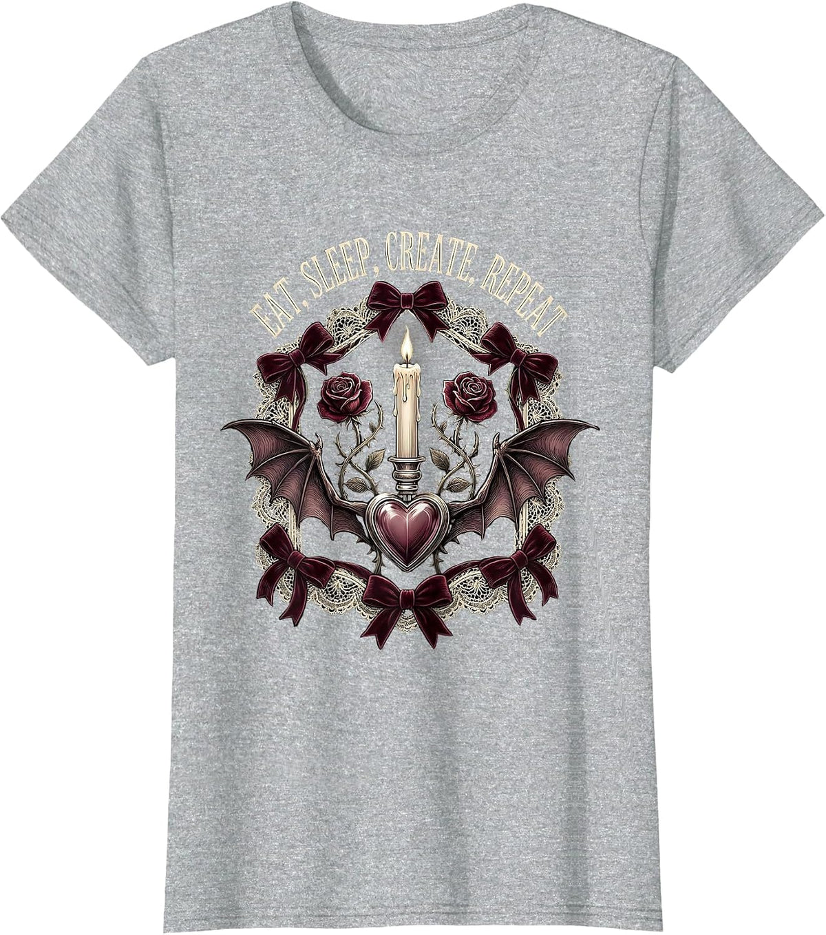 Women's Eat Sleep Create Repeat Renaissance Men Design T-Shirt - Heather Grey