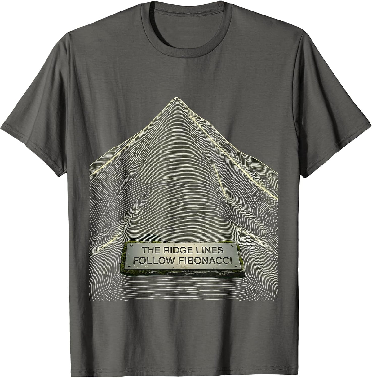 The Ridge Lines Follow Fibonacci Math Geometry Sacred Ratio T-Shirt - Asphalt Grey