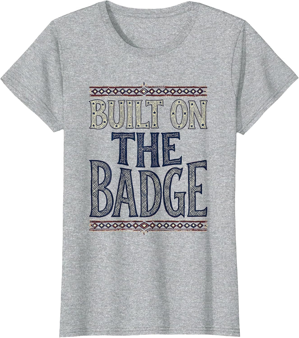Built on the Badge Back the Blue Design T-Shirt - Heather Grey