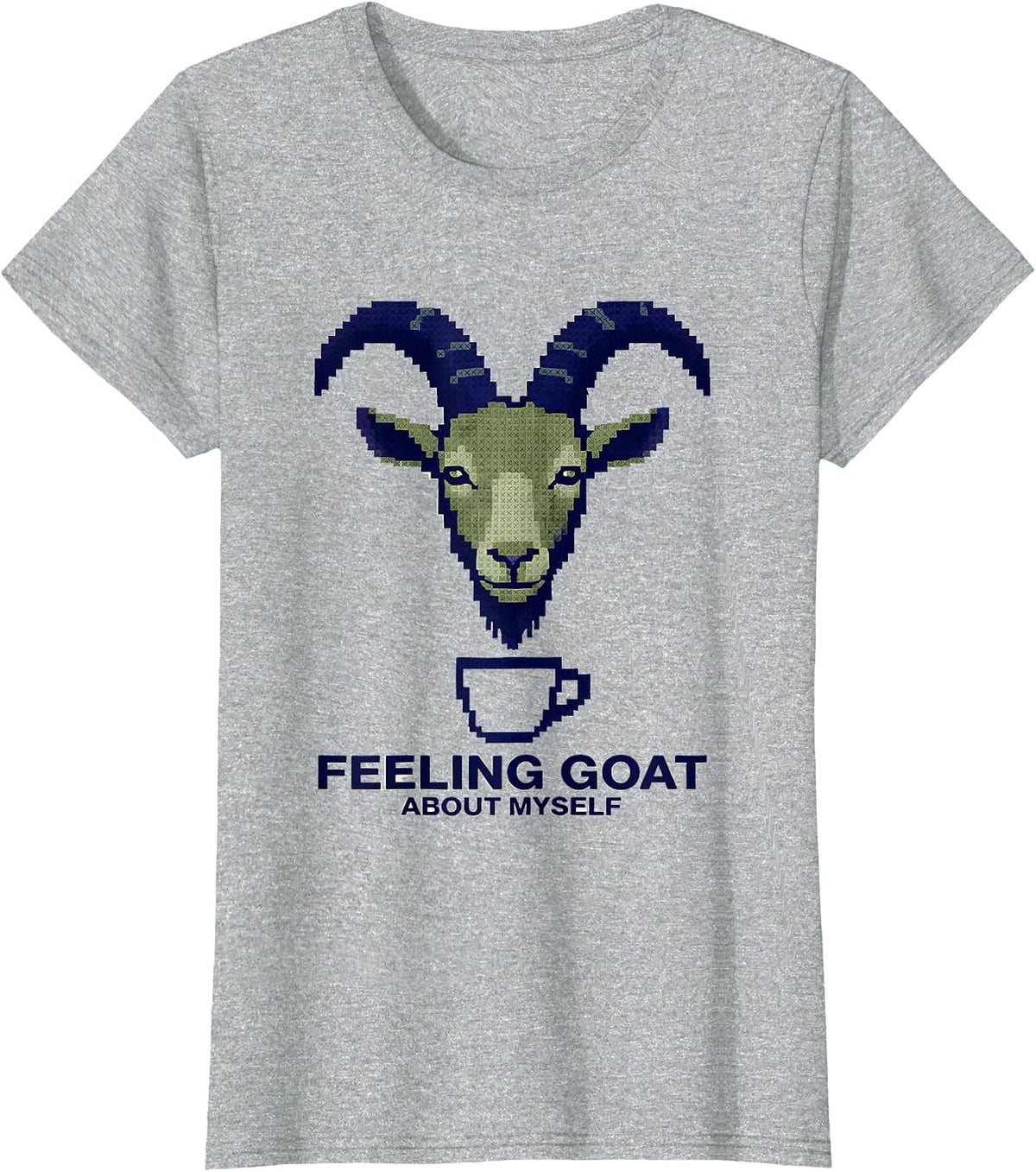 Feeling Goat About Myself Funny Goat Pun Dad Joke Humor T-Shirt - Heather Grey