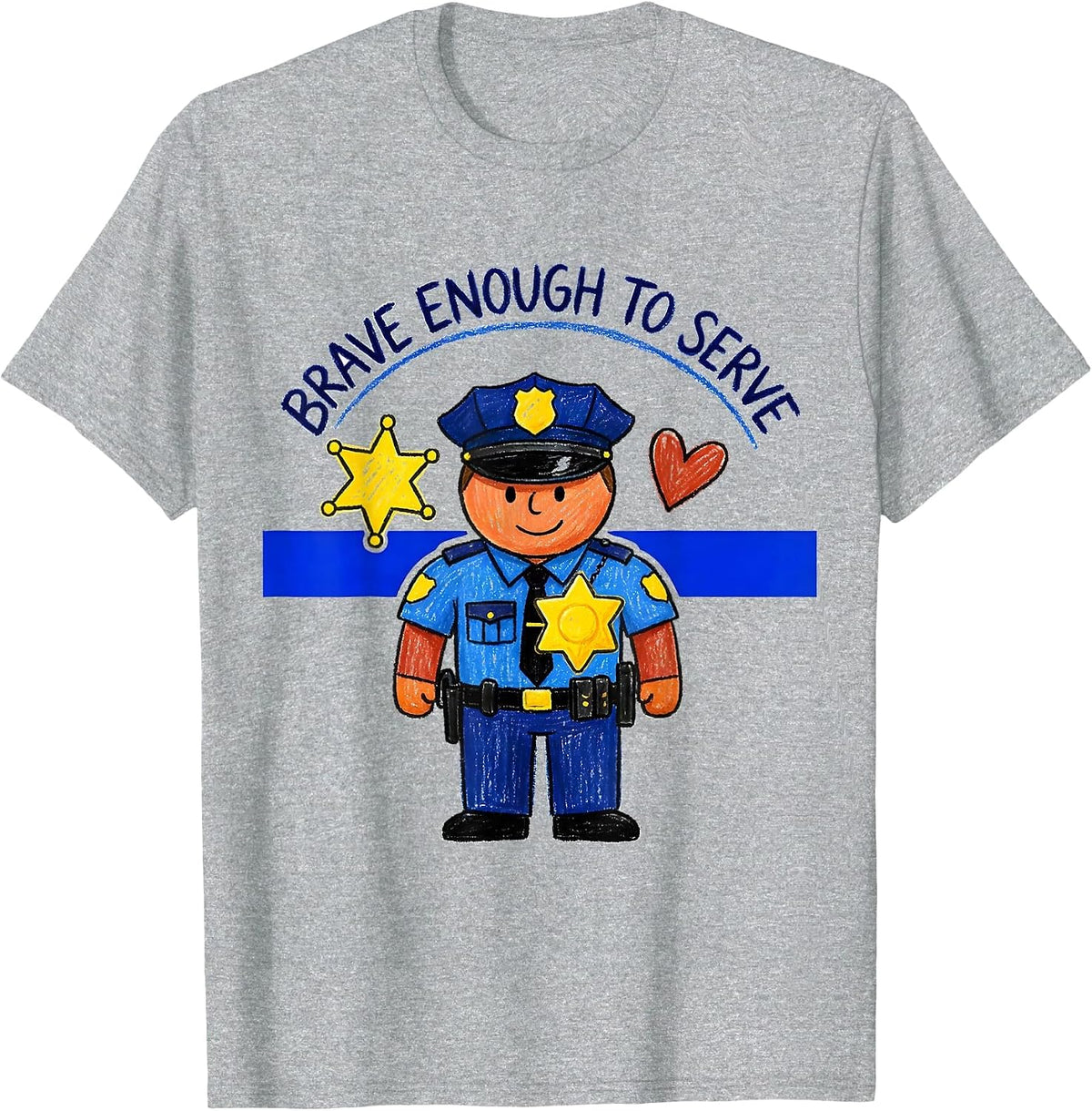 Men's Brave Enough To Serve Thin Blue Line Design T-Shirt - Heather Grey