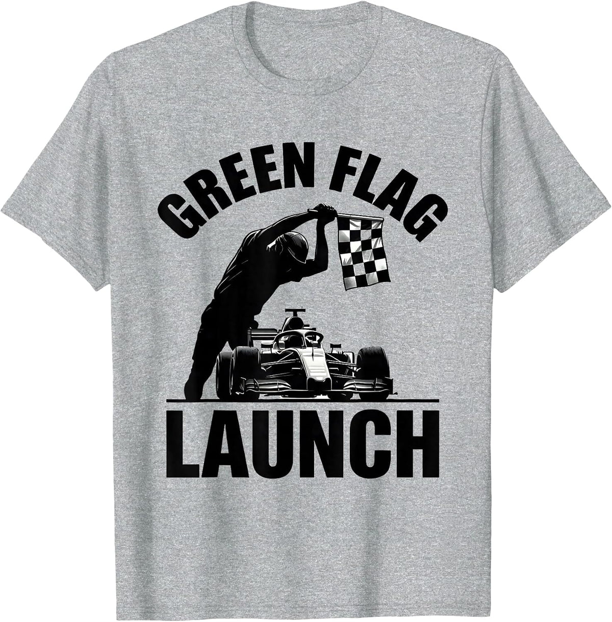 Men's Green Flag Launch Racing Fan Driver Gift T-Shirt - Heather Grey