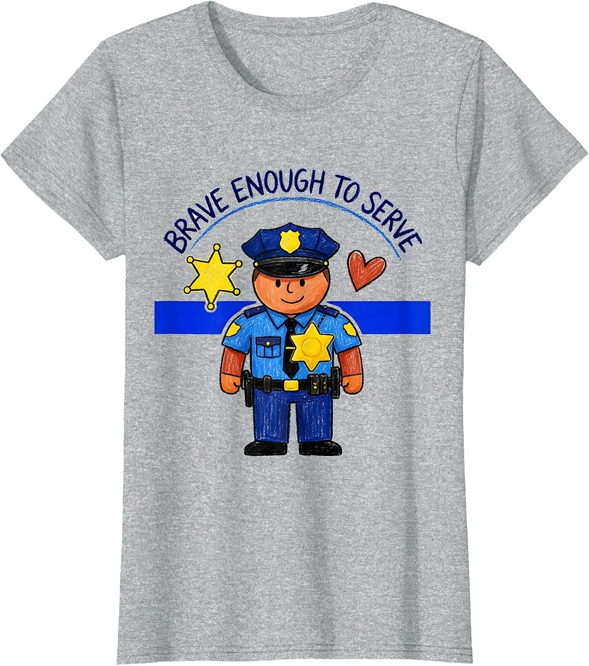 Women's Brave Enough To Serve Thin Blue Line Design T-Shirt - Heather Grey