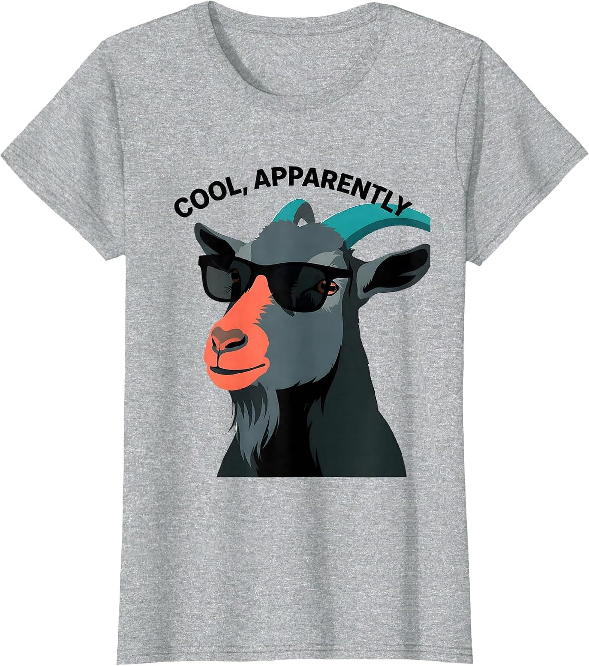 Cool Apparently Flat Vector Goat Wearing Sunglasses Animal T-Shirt - Heather Grey
