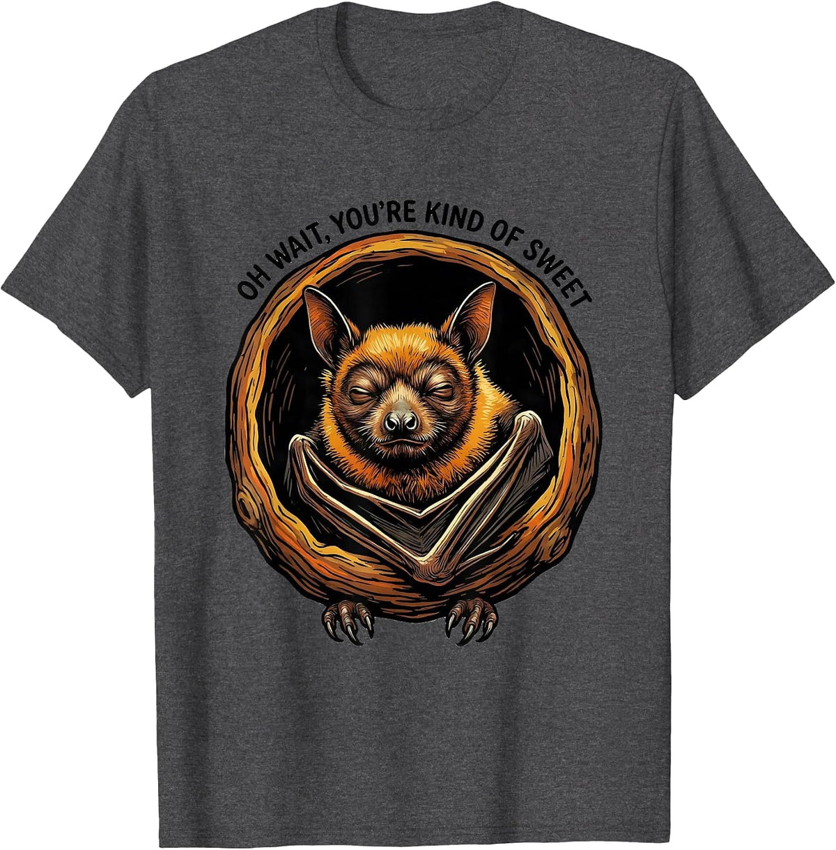 Men's Oh Wait, You're Kind Of Sweet Vintage Bat Lover Halloween T-Shirt - Dark Heather Grey