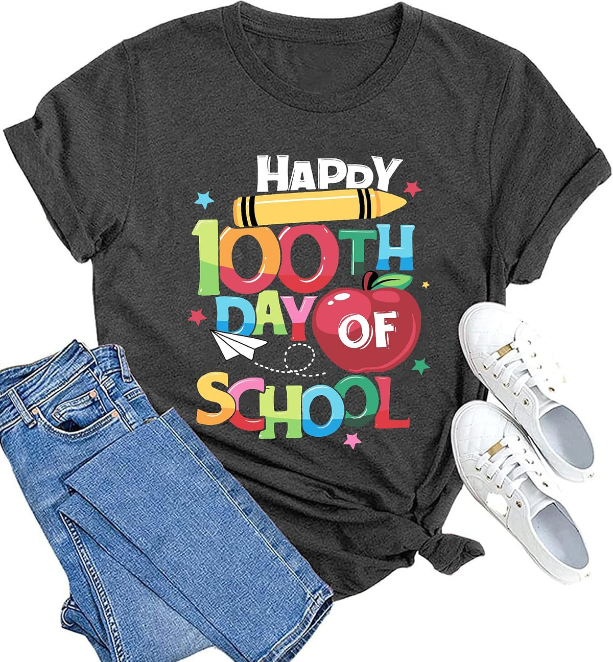 Women Teacher Life Shirt Teacher Gift Short Sleeve Shirts It s a Beautiful Day for Learning T-Shirt - Grey