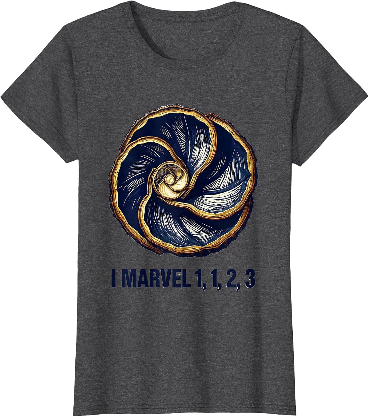 Women's I Marvel 1, 1, 2, 3 Fibonacci Golden Ratio Sacred Geometry T-Shirt - Dark Heather Grey