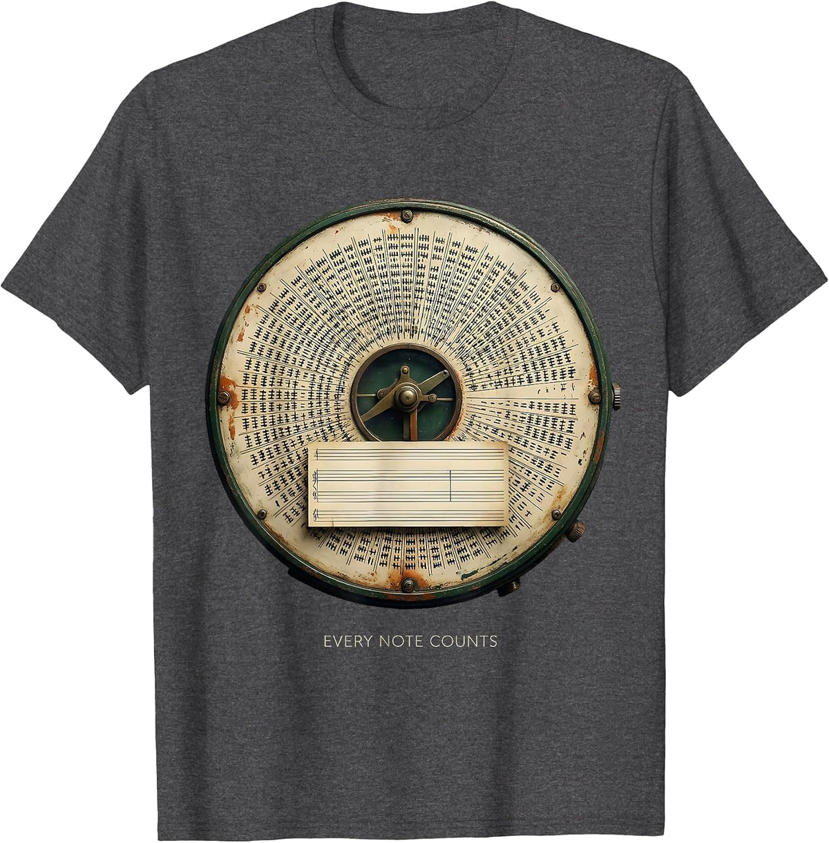 Every Note Counts Vintage Music Lover Gift for Musicians T-Shirt - Dark Heather Grey