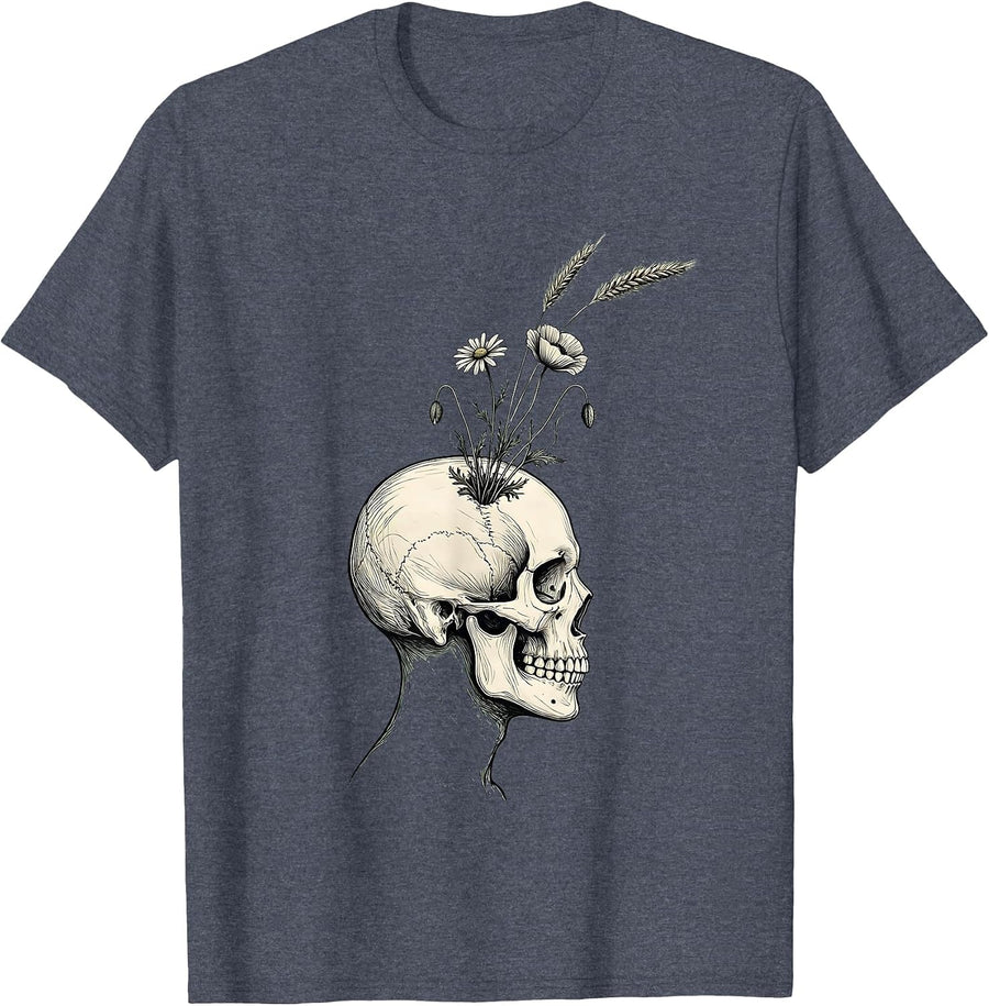 Mental Health Matters Wildflower Mind Graphic T-Shirt - Heather Blue
