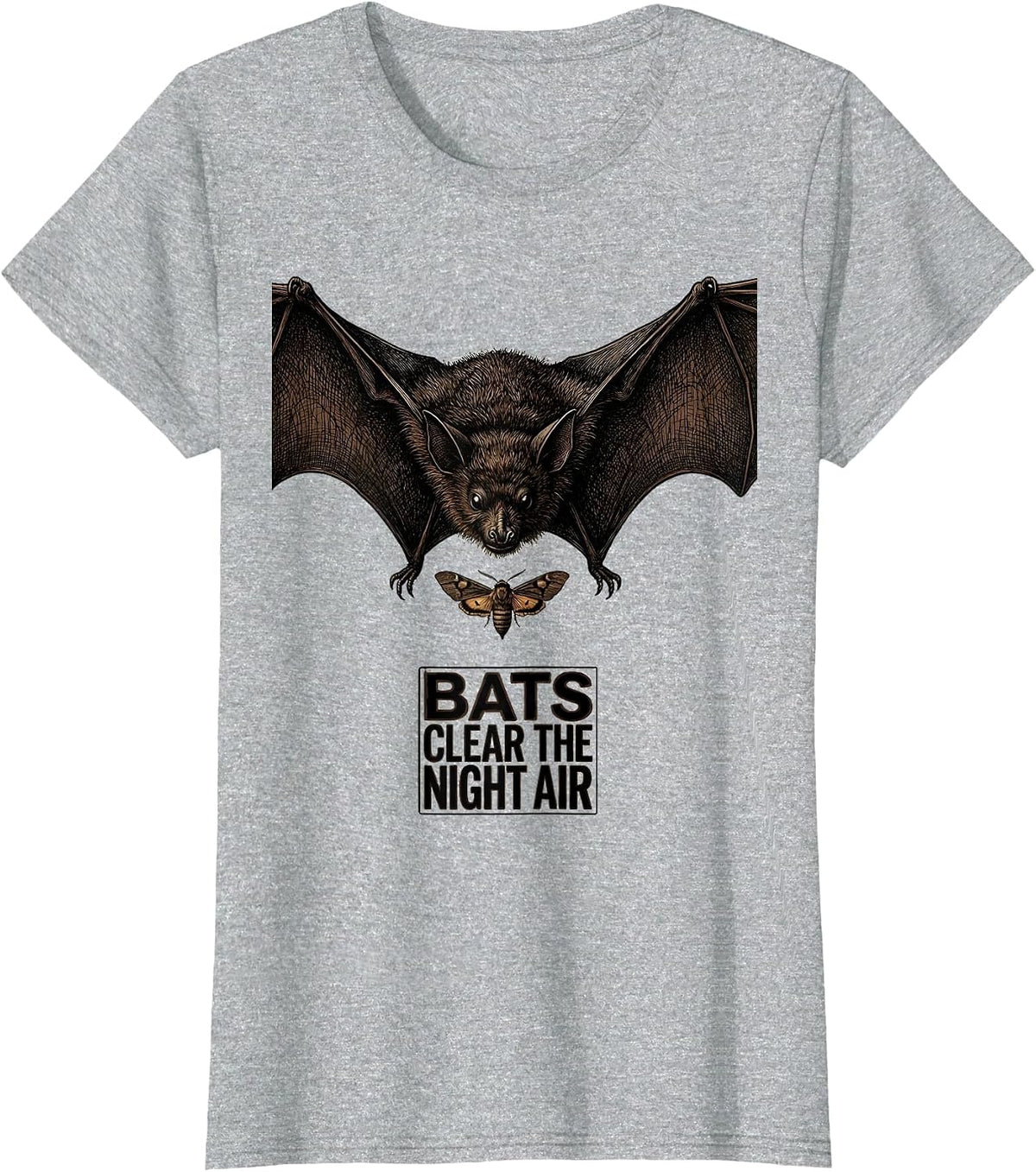 Women's Bats Clear The Night Air Vintage Bat Lover Halloween Nature T-Shirt - Heather Grey