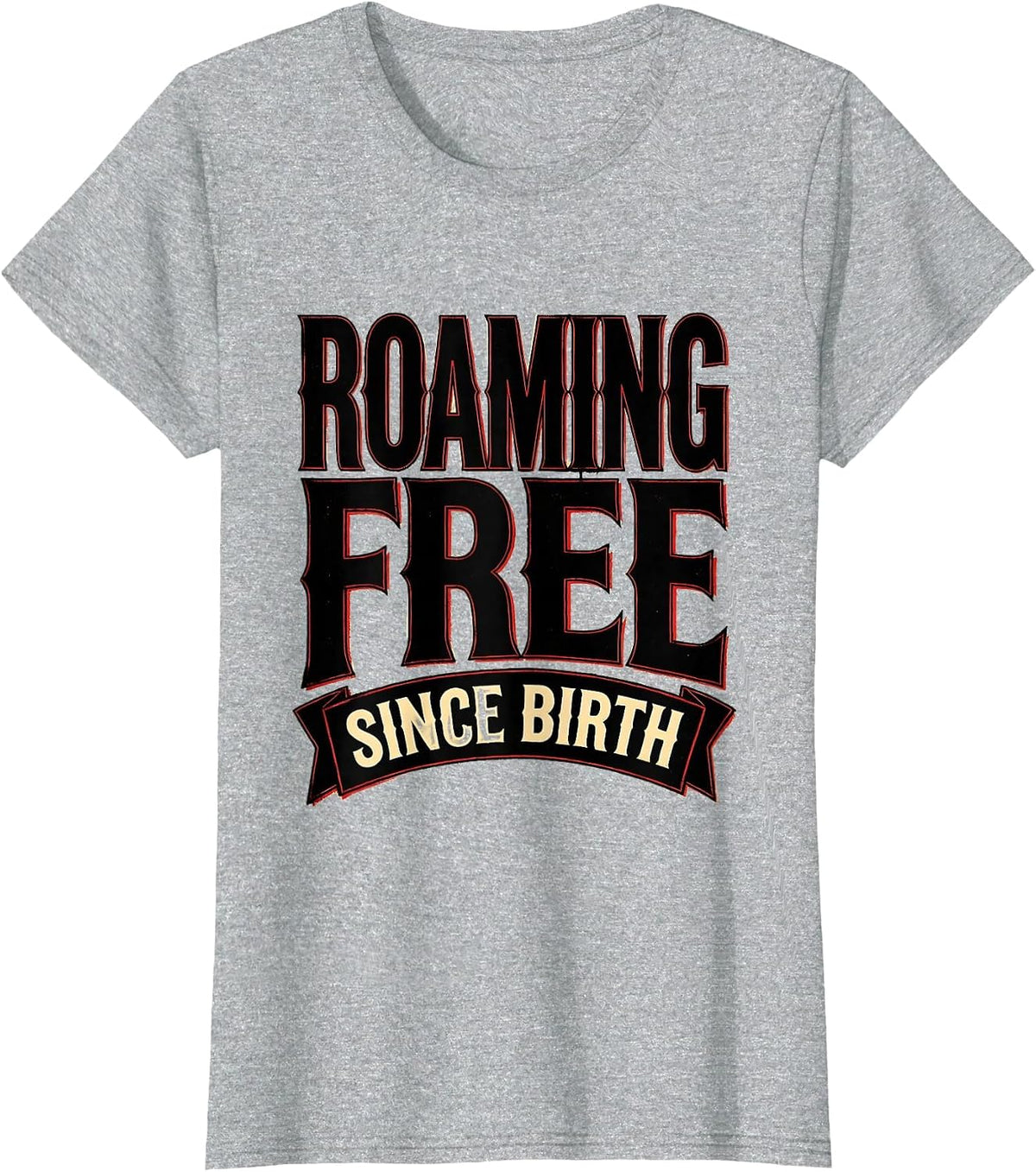 Roaming Free Since Birth Cow Lover Design T-Shirt - Heather Grey