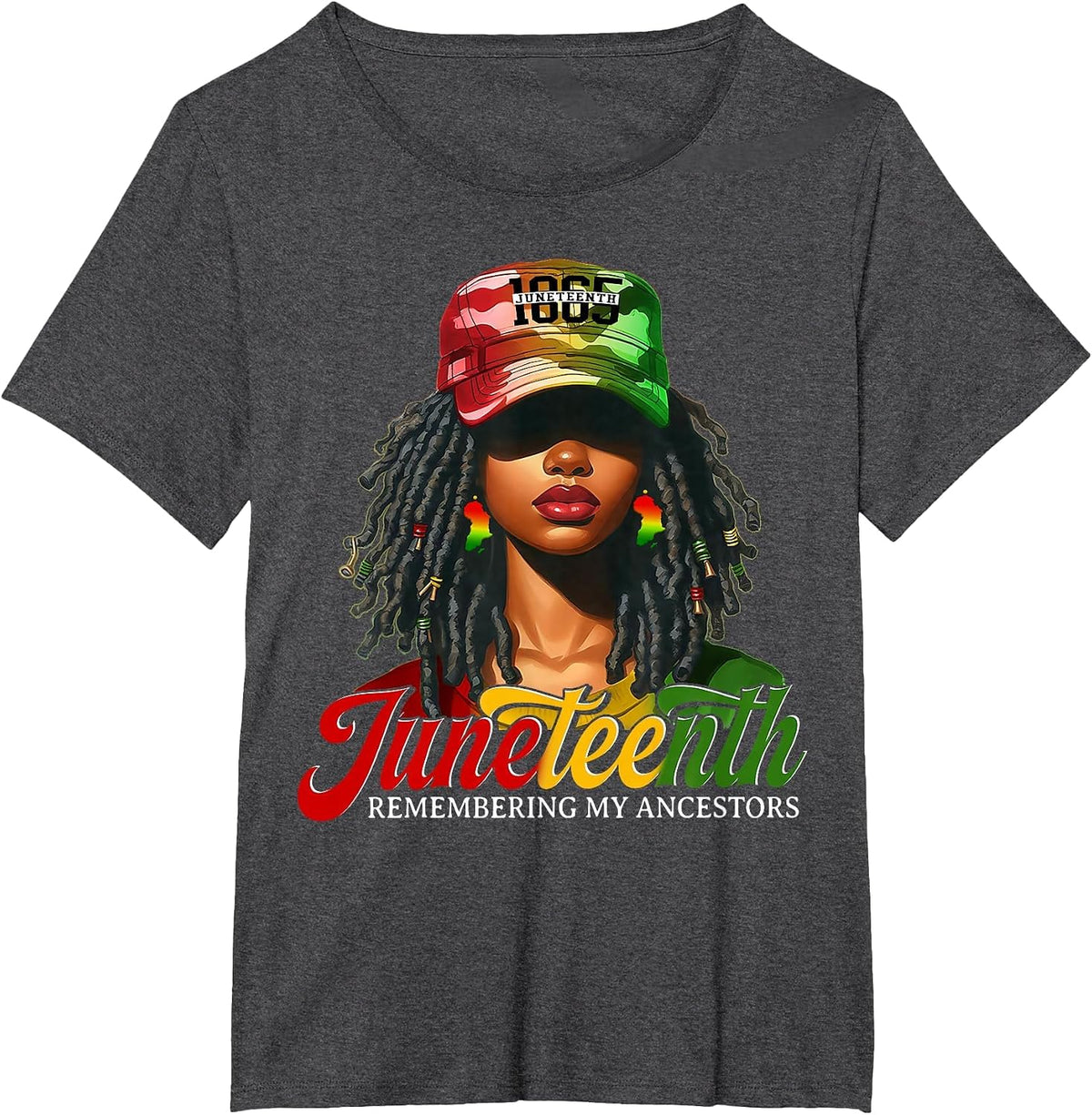 Juneteenth Tshirt Women Loc'd Hair Remebering My Ancestors T-Shirt - Dark Heather Grey