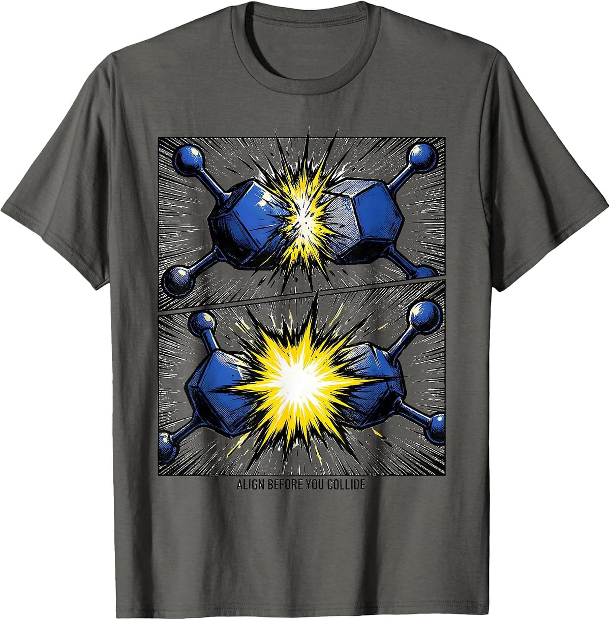 Men's Align Before You Collide Funny Chemistry Physics Science T-Shirt - Asphalt Grey