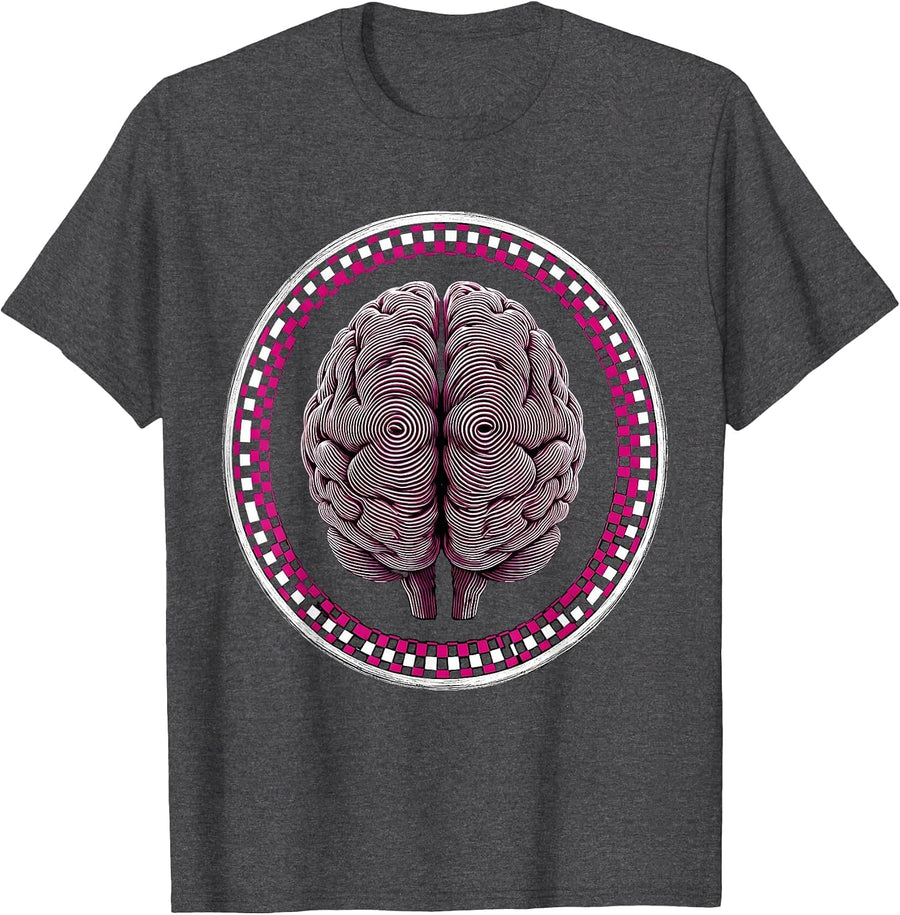 Men's Neurodiversity Rainbow Brain Tangled Threads Art T-Shirt - Dark Heather Grey