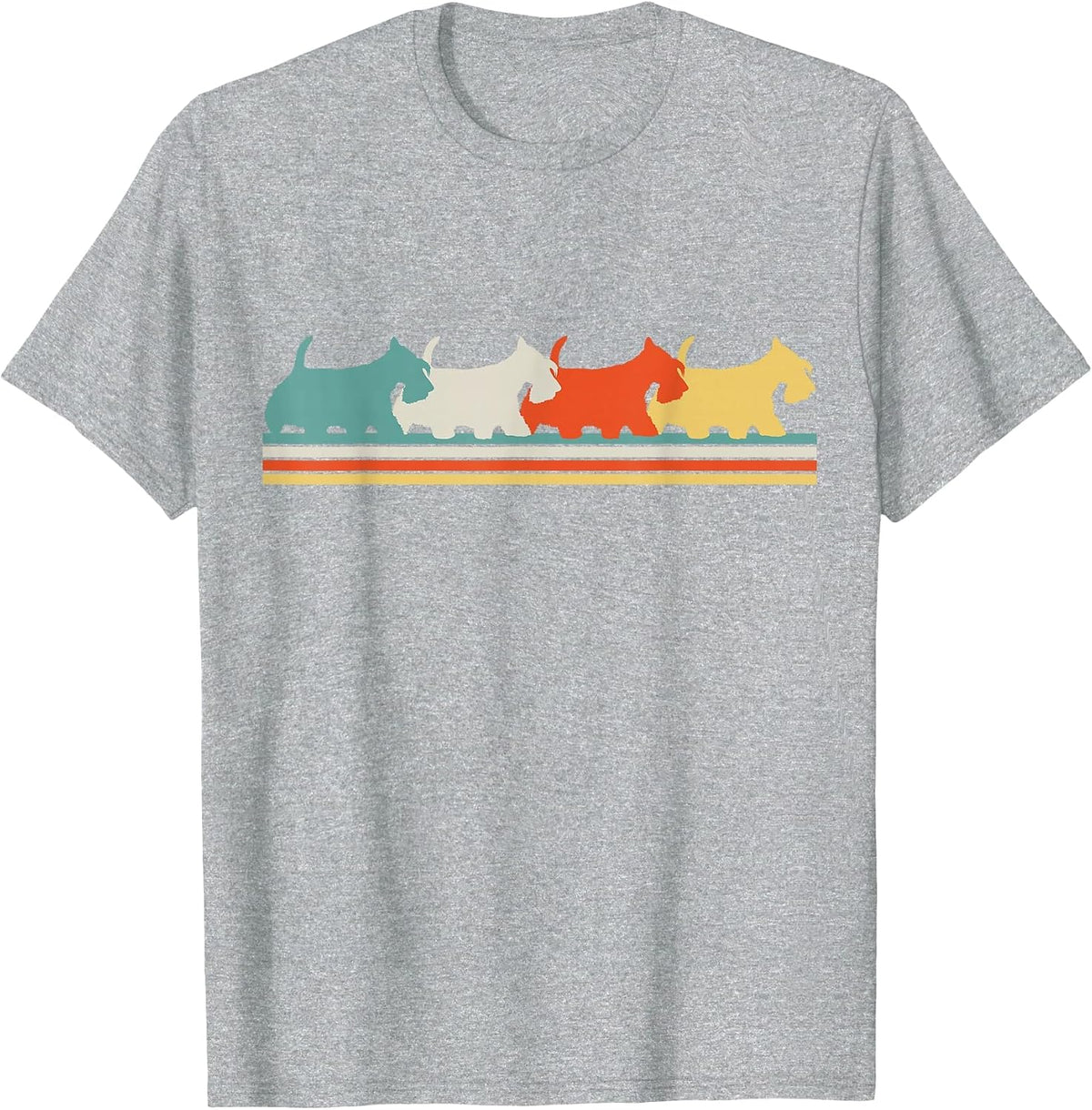 Scottish Terrier Dog Retro T-Shirt - Heather Grey