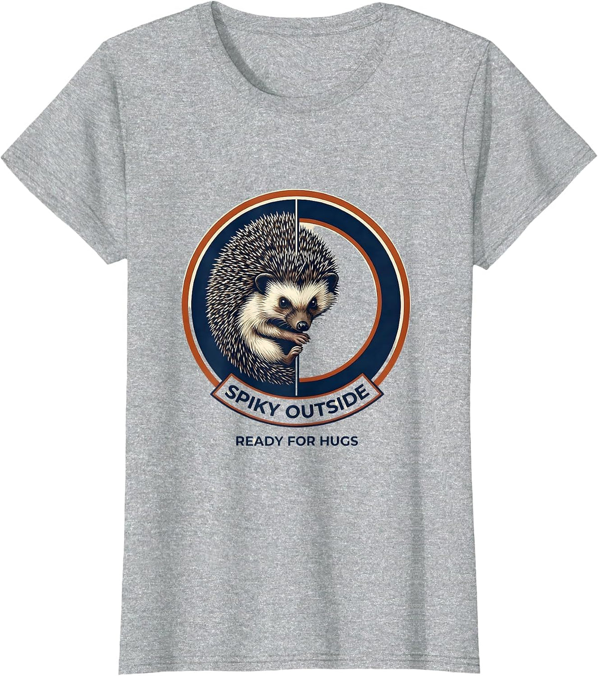 Women's Spiky Outside, Ready For Hugs Cute Hedgehog Animal Lover T-Shirt - Heather Grey