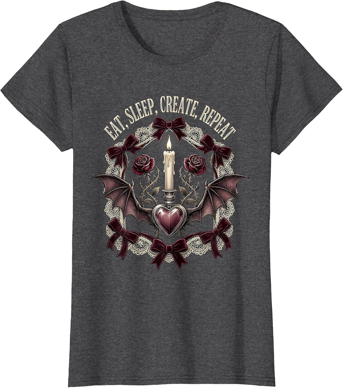 Women's Eat Sleep Create Repeat Renaissance Men Design T-Shirt - Dark Heather Grey