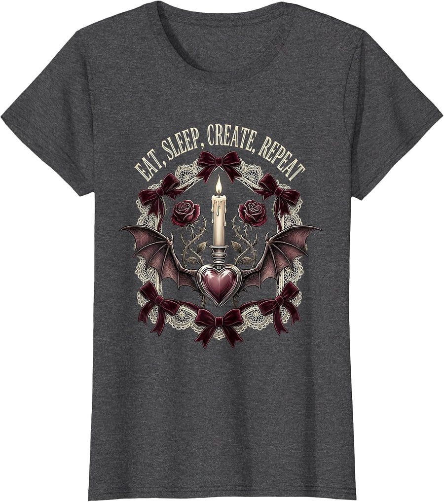 Women's Eat Sleep Create Repeat Renaissance Men Design T-Shirt - Dark Heather Grey